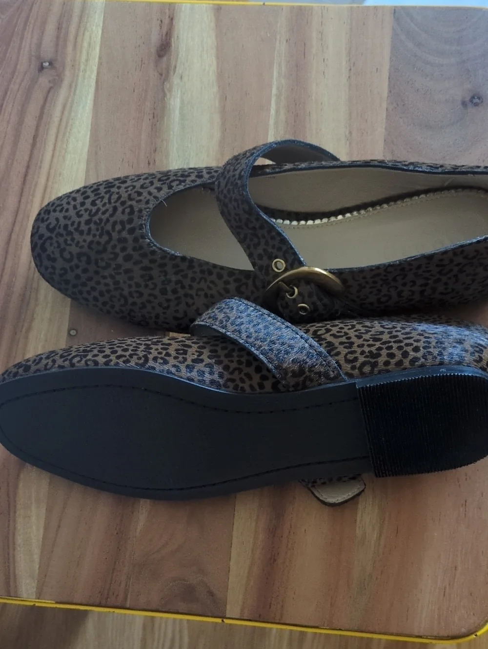 Boden Leopard Print Mary Jane Flats Sz 8